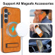 For Samsung Galaxy S24+ 5G Retro Leather Invisible Stand MagSafe Phone Case(Yellow)