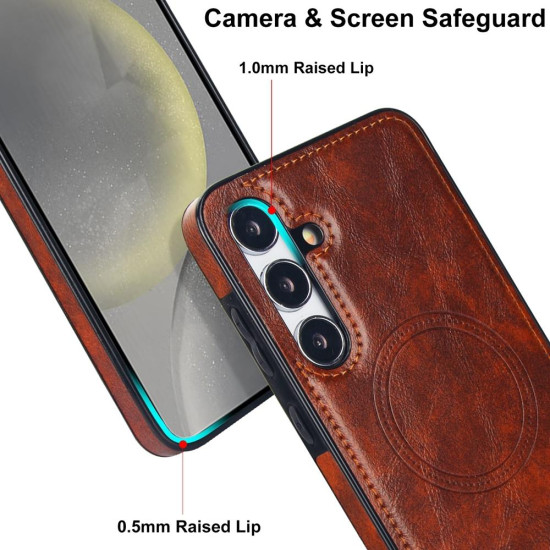 For Samsung Galaxy S24+ 5G Retro Leather Invisible Stand MagSafe Phone Case(Brown)