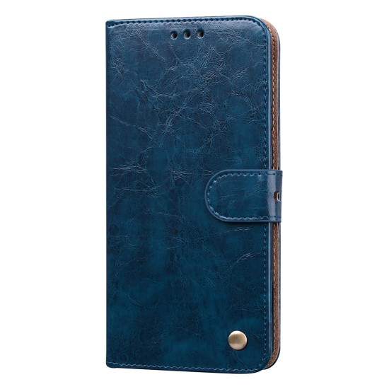 For Samsung Galaxy S24+ Oil Wax Texture Shockproof Flip Leather Phone Case(Blue)