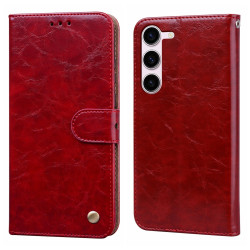 For Samsung Galaxy S24+ Oil Wax Texture Shockproof Flip Leather Phone Case(Red)