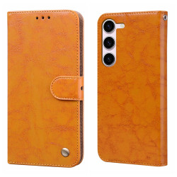 For Samsung Galaxy S24+ Oil Wax Texture Shockproof Flip Leather Phone Case(Yellow)