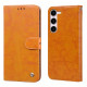 For Samsung Galaxy S24+ Oil Wax Texture Shockproof Flip Leather Phone Case(Yellow)