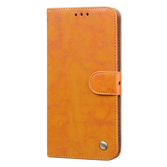 For Samsung Galaxy S24+ Oil Wax Texture Shockproof Flip Leather Phone Case(Yellow)