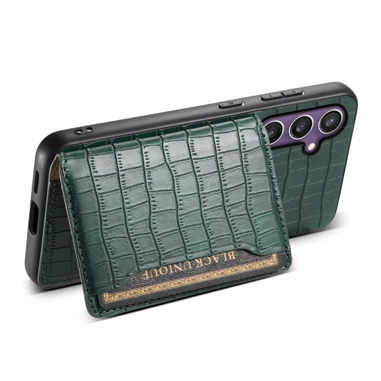 For Samsung Galaxy S24+ 5G Crocodile Texture Card Bag Design Full Coverage Phone Case(Green)