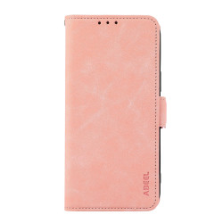 For Samsung Galaxy S23 5G ABEEL Frosted Magnetic RFID Leather Phone Case(Pink)