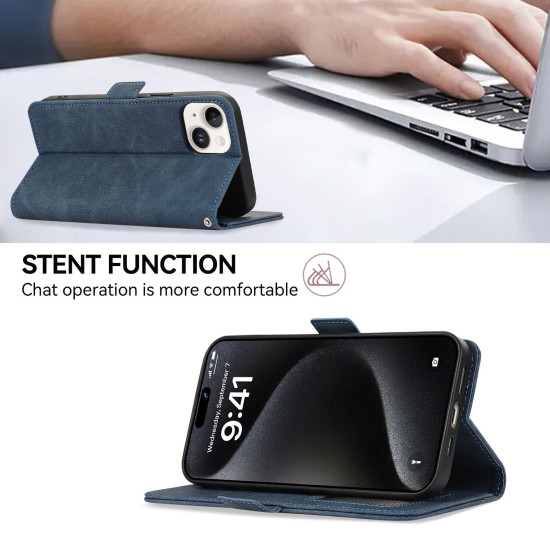 For Samsung Galaxy S23 5G ABEEL Frosted Magnetic RFID Leather Phone Case(Blue)