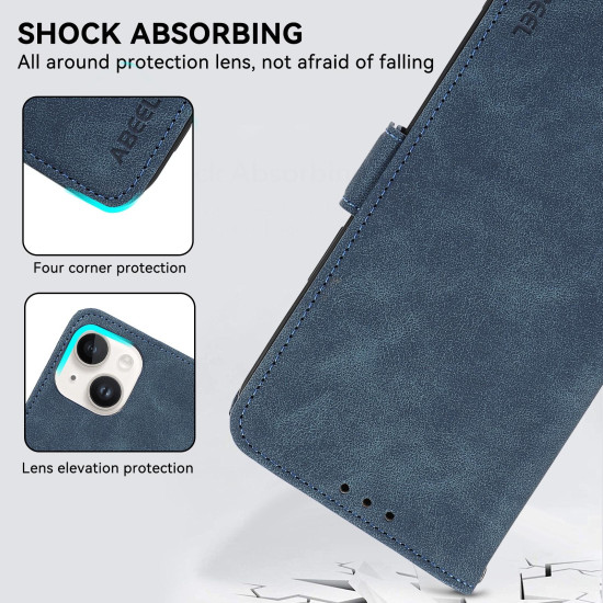 For Samsung Galaxy S23 5G ABEEL Frosted Magnetic RFID Leather Phone Case(Blue)