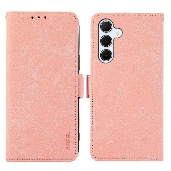 For Samsung Galaxy S24+ 5G ABEEL Frosted Magnetic RFID Leather Phone Case(Pink)