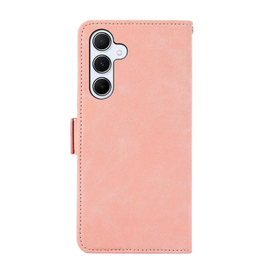 For Samsung Galaxy S24+ 5G ABEEL Frosted Magnetic RFID Leather Phone Case(Pink)