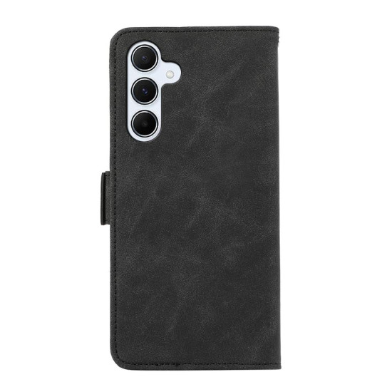 For Samsung Galaxy S24+ 5G ABEEL Frosted Magnetic RFID Leather Phone Case(Black)