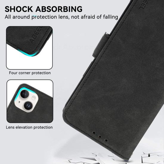 For Samsung Galaxy S24+ 5G ABEEL Frosted Magnetic RFID Leather Phone Case(Black)