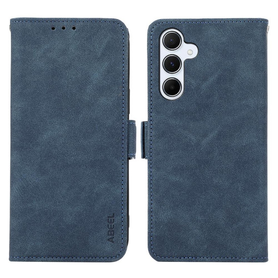 For Samsung Galaxy S24+ 5G ABEEL Frosted Magnetic RFID Leather Phone Case(Blue)
