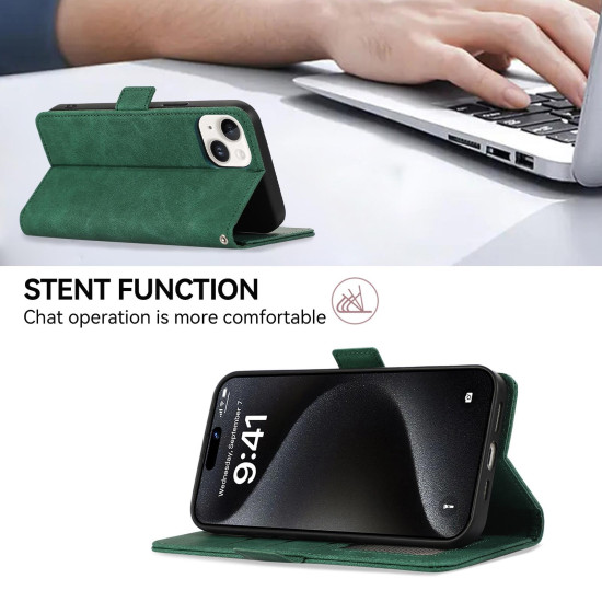 For Samsung Galaxy S24+ 5G ABEEL Frosted Magnetic RFID Leather Phone Case(Green)