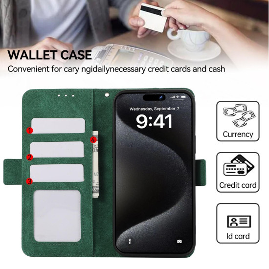 For Samsung Galaxy S24+ 5G ABEEL Frosted Magnetic RFID Leather Phone Case(Green)