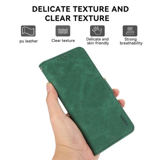For Samsung Galaxy S24+ 5G ABEEL Frosted Magnetic RFID Leather Phone Case(Green)