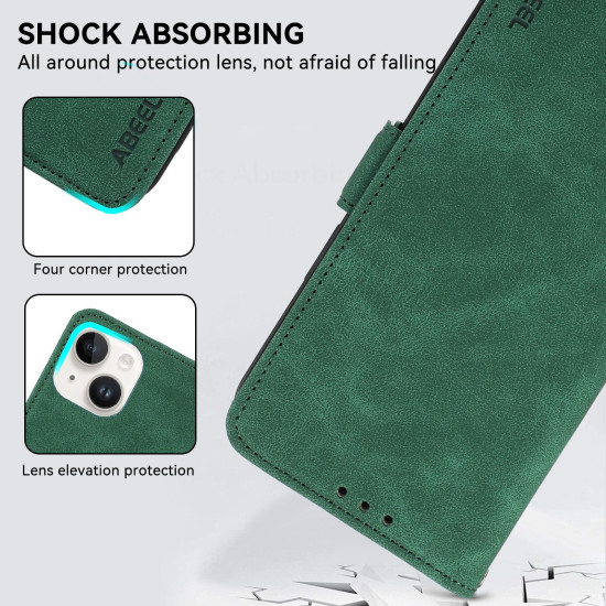 For Samsung Galaxy S24+ 5G ABEEL Frosted Magnetic RFID Leather Phone Case(Green)