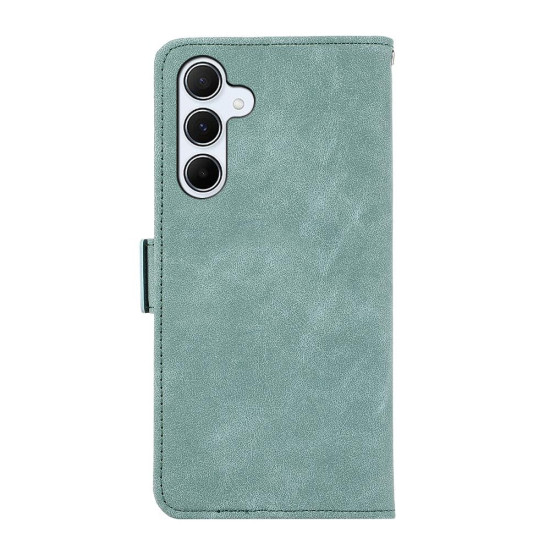 For Samsung Galaxy S24+ 5G ABEEL Frosted Magnetic RFID Leather Phone Case(Cyan)