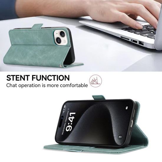 For Samsung Galaxy S24+ 5G ABEEL Frosted Magnetic RFID Leather Phone Case(Cyan)