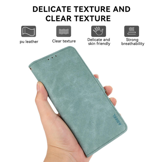 For Samsung Galaxy S24+ 5G ABEEL Frosted Magnetic RFID Leather Phone Case(Cyan)