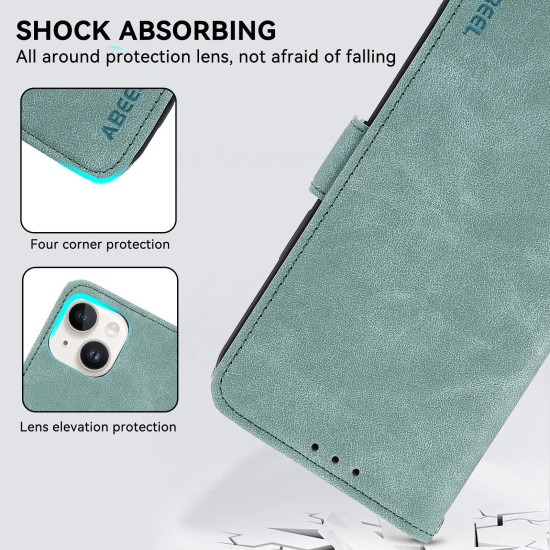 For Samsung Galaxy S24+ 5G ABEEL Frosted Magnetic RFID Leather Phone Case(Cyan)