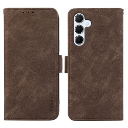 For Samsung Galaxy S24+ 5G ABEEL Frosted Magnetic RFID Leather Phone Case(Brown)