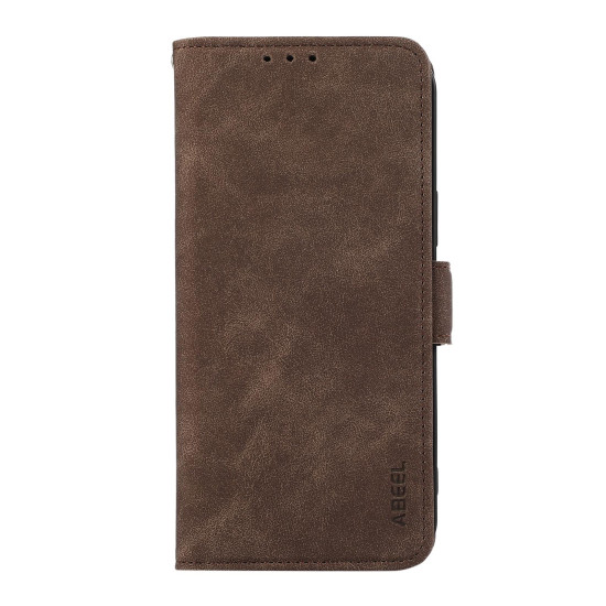 For Samsung Galaxy S24+ 5G ABEEL Frosted Magnetic RFID Leather Phone Case(Brown)