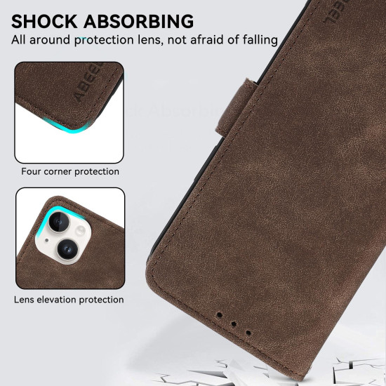 For Samsung Galaxy S24+ 5G ABEEL Frosted Magnetic RFID Leather Phone Case(Brown)