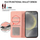 For Samsung Galaxy S24+ 5G ABEEL Color Block Magnetic RFID Leather Phone Case(Pink-Cyan)