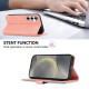 For Samsung Galaxy S24+ 5G ABEEL Color Block Magnetic RFID Leather Phone Case(Pink-Cyan)