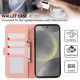 For Samsung Galaxy S24+ 5G ABEEL Color Block Magnetic RFID Leather Phone Case(Pink-Cyan)