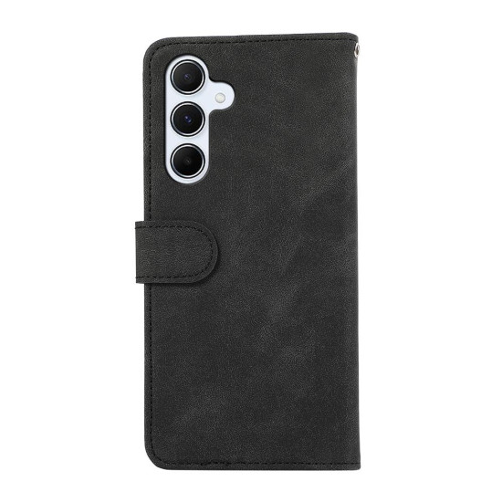 For Samsung Galaxy S24+ 5G ABEEL Color Block Magnetic RFID Leather Phone Case(Black-Green)