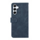 For Samsung Galaxy S24+ 5G ABEEL Color Block Magnetic RFID Leather Phone Case(Blue-Brown)