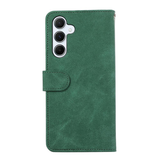 For Samsung Galaxy S24+ 5G ABEEL Color Block Magnetic RFID Leather Phone Case(Green-Black)