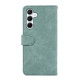 For Samsung Galaxy S24+ 5G ABEEL Color Block Magnetic RFID Leather Phone Case(Cyan-Pink)