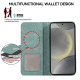 For Samsung Galaxy S24+ 5G ABEEL Color Block Magnetic RFID Leather Phone Case(Cyan-Pink)