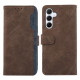 For Samsung Galaxy S24+ 5G ABEEL Color Block Magnetic RFID Leather Phone Case(Brown-Blue)