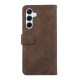 For Samsung Galaxy S24+ 5G ABEEL Color Block Magnetic RFID Leather Phone Case(Brown-Blue)