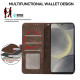 For Samsung Galaxy S24+ 5G ABEEL Color Block Magnetic RFID Leather Phone Case(Brown-Blue)