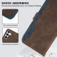 For Samsung Galaxy S24+ 5G ABEEL Color Block Magnetic RFID Leather Phone Case(Brown-Blue)