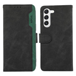 For Samsung Galaxy S23 5G ABEEL Color Block Magnetic RFID Leather Phone Case(Black-Green)