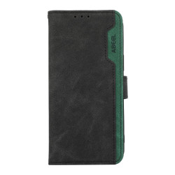 For Samsung Galaxy S23 5G ABEEL Color Block Magnetic RFID Leather Phone Case(Black-Green)