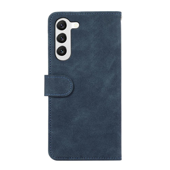 For Samsung Galaxy S23 5G ABEEL Color Block Magnetic RFID Leather Phone Case(Blue-Brown)