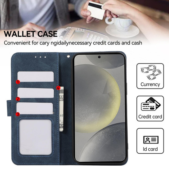 For Samsung Galaxy S23 5G ABEEL Color Block Magnetic RFID Leather Phone Case(Blue-Brown)