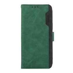 For Samsung Galaxy S23 5G ABEEL Color Block Magnetic RFID Leather Phone Case(Green-Black)
