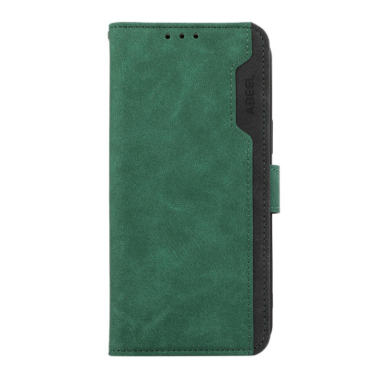 For Samsung Galaxy S23 5G ABEEL Color Block Magnetic RFID Leather Phone Case(Green-Black)