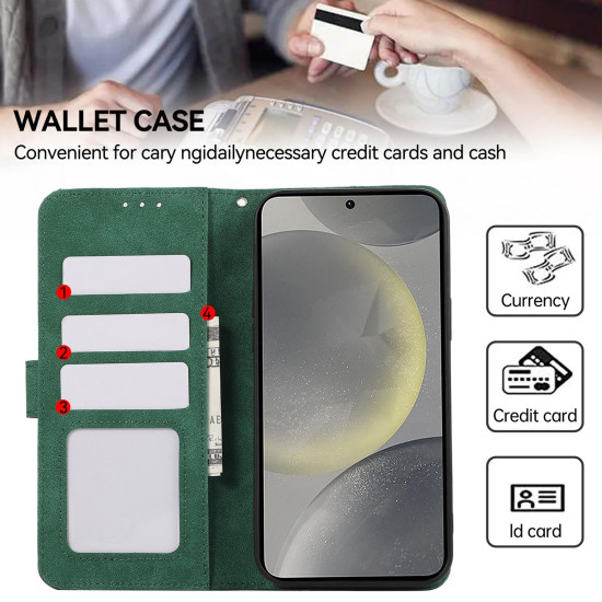 For Samsung Galaxy S23 5G ABEEL Color Block Magnetic RFID Leather Phone Case(Green-Black)