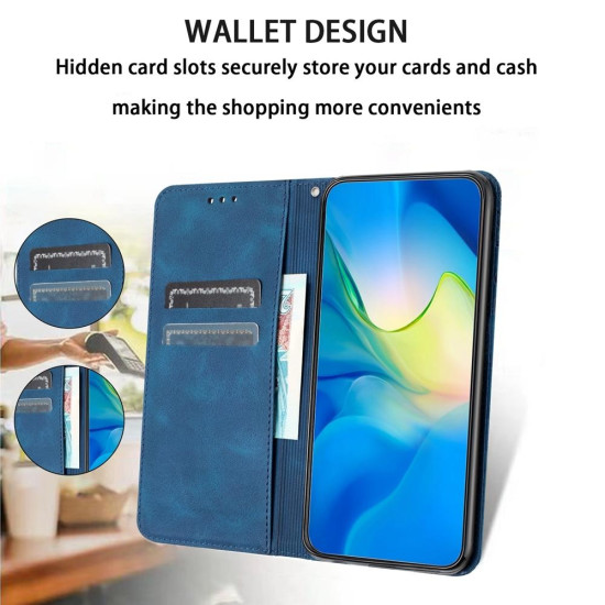For Samsung Galaxy S24+ 5G Retro Elephant Embossed Leather Phone Case(Blue)