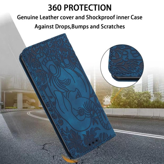 For Samsung Galaxy S24+ 5G Retro Elephant Embossed Leather Phone Case(Blue)