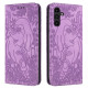 For Samsung Galaxy S24+ 5G Retro Elephant Embossed Leather Phone Case(Purple)