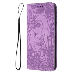For Samsung Galaxy S24+ 5G Retro Elephant Embossed Leather Phone Case(Purple)